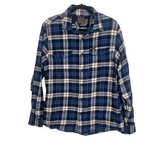 Orvis Blue 100% Cotton Flannel Button Down Casual Dress Shirt With Pocke…